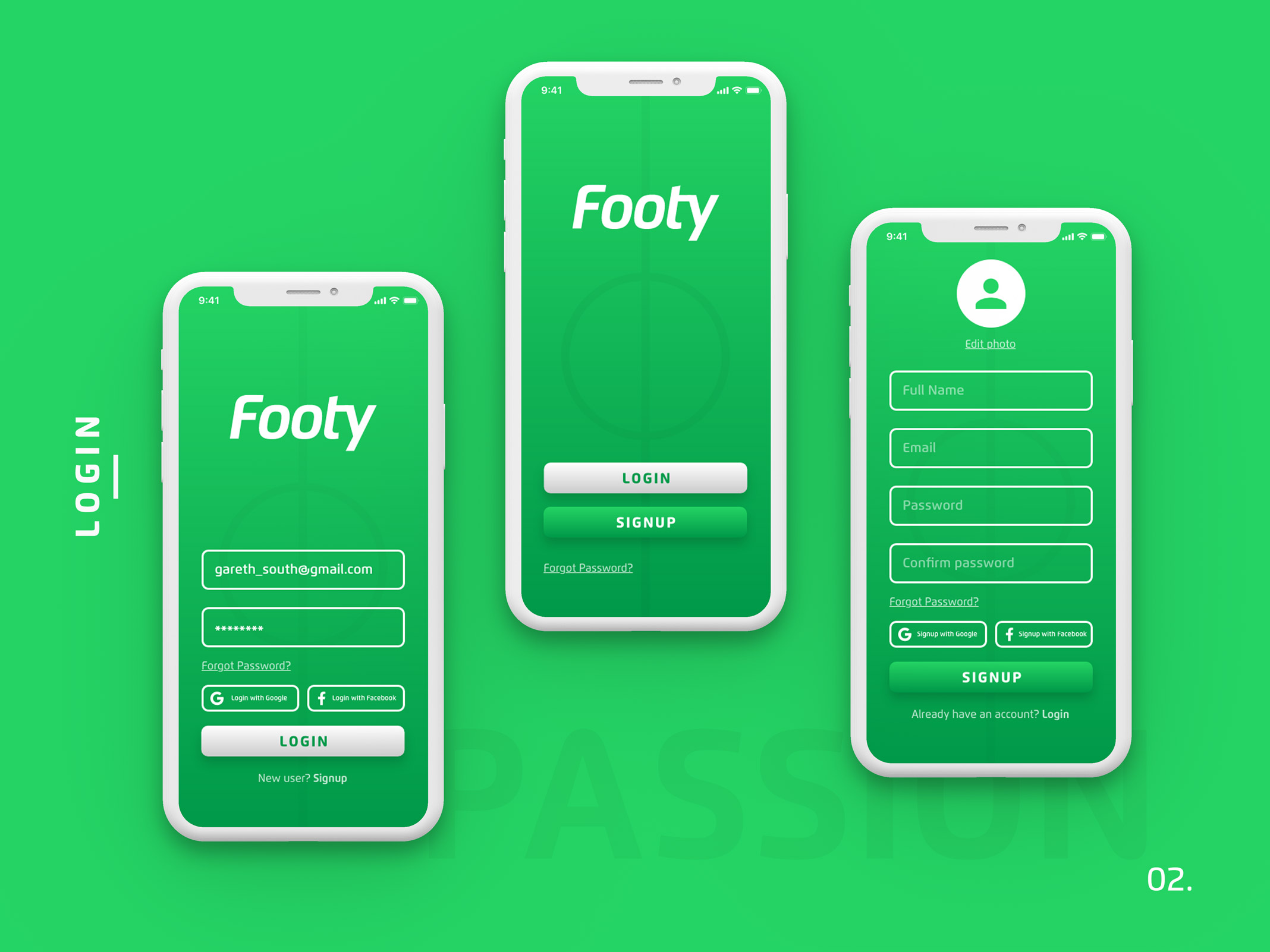 Footy Case Study - Login