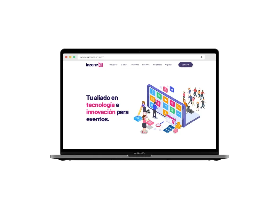 Inzone: Home page on a laptop: tu aliado en tecnología e innovación para eventos