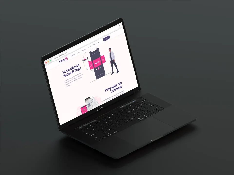 Inzone: Payments and ticketing integrations on a laptop