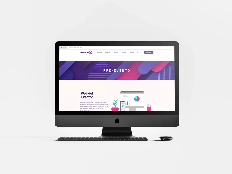 Inzone: Pre-event page on a desktop screen