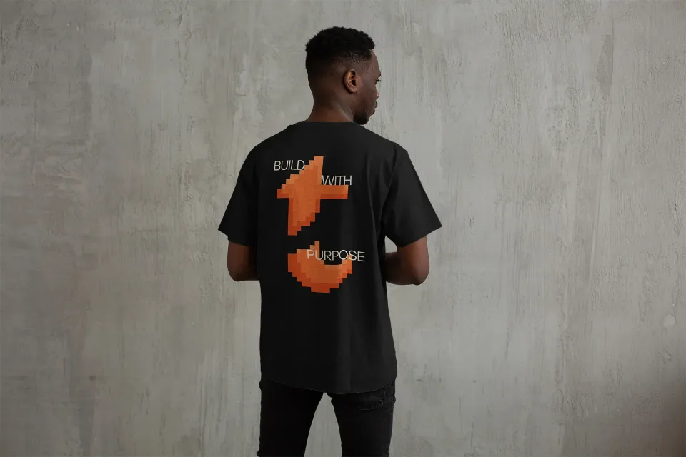 Tribu: Black T-shirt back print: Build with purpose